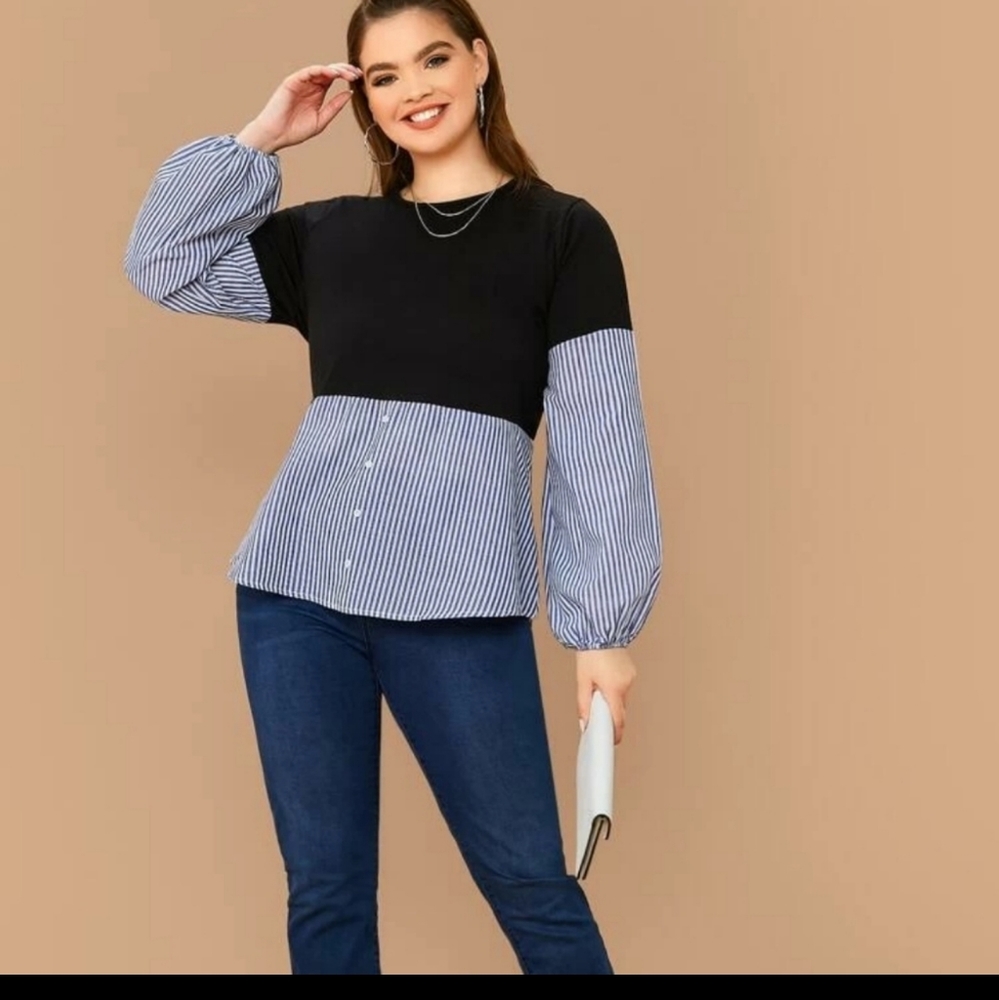 Striped color block Top